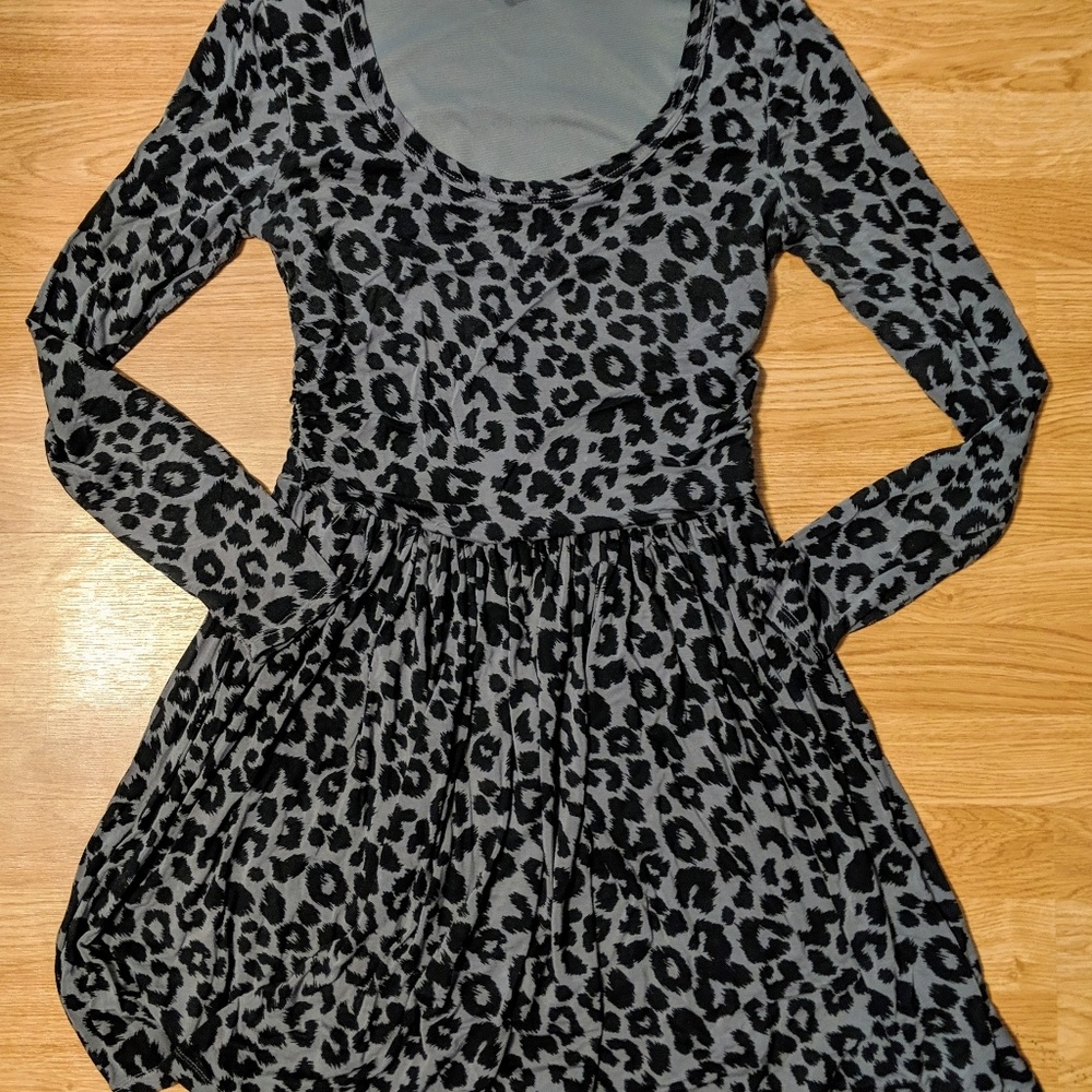 Gray Animal print fit and flare dress sz Medium